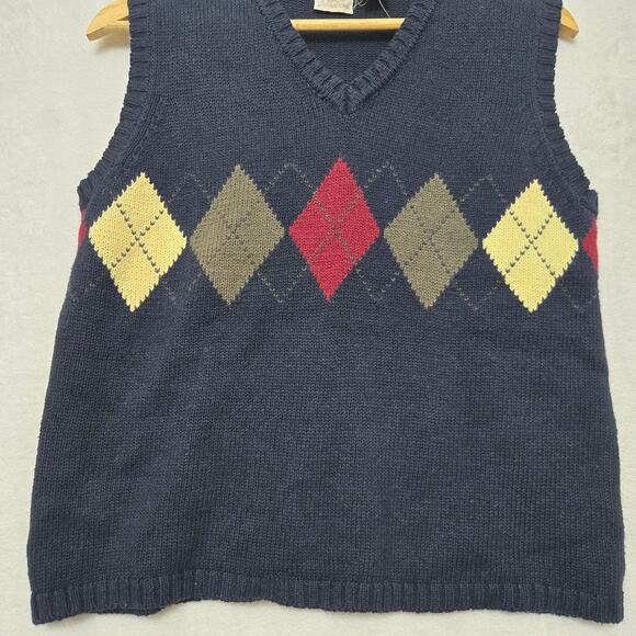 NWT Fiorelini Womens Vintage 90s Y2K Academia Preppy Knit Argyle Sweater Vest M - Picture 3 of 8
